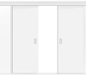 Межкомнатная двустворчатая дверь купе ПВХ глухая белая