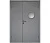 Влагостойкая дверь ПВХ EtaDoor с иллюминатором серая полуторастворчатая с алюминиевой кромкой