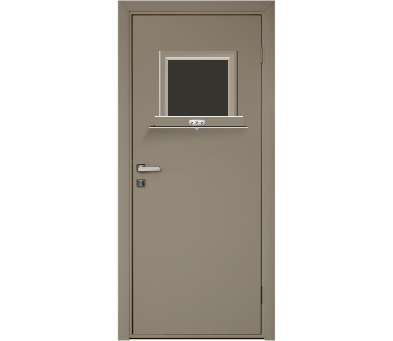 Влагостойкая дверь ПВХ EtaDoor с передаточным окном цвет мокко одностворчатая с ПВХ кромкой