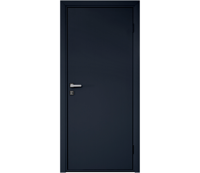 Влагостойкая дверь ПВХ EtaDoor глухая цвет антрацит одностворчатая с алюминиевой кромкой