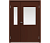 Влагостойкая дверь ПВХ EtaDoor с окном коричневая полуторастворчатая с ПВХ кромкой