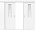 Межкомнатная двустворчатая дверь купе ПВХ с окном белая